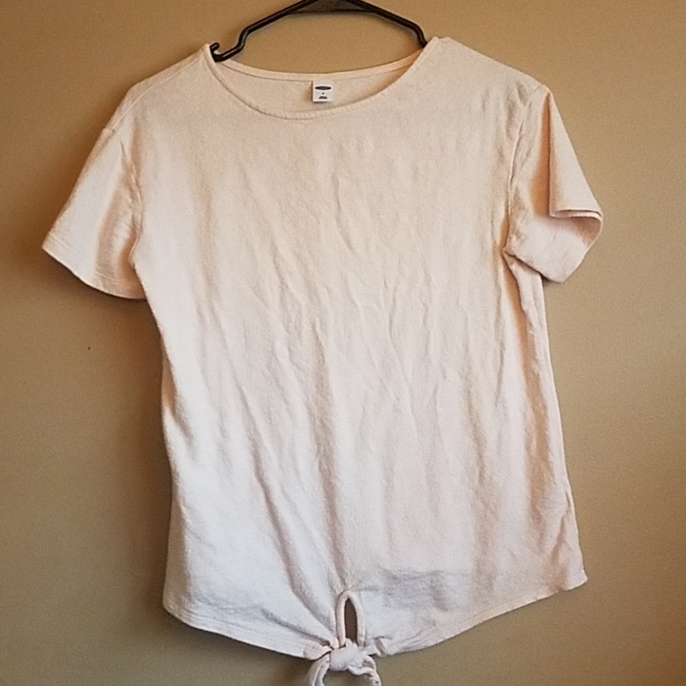 Light Pink Short Sleeve Shirt with Tie Front